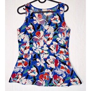 J Crew Multicolor Flower Women's Sleeveless Top Sz 2 Linen/Cotton Blend Tropical